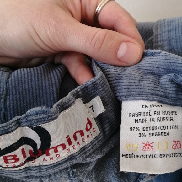 Baby Blue Cotton Corduroy Straight Cut Trousers - Picture 6 of 7